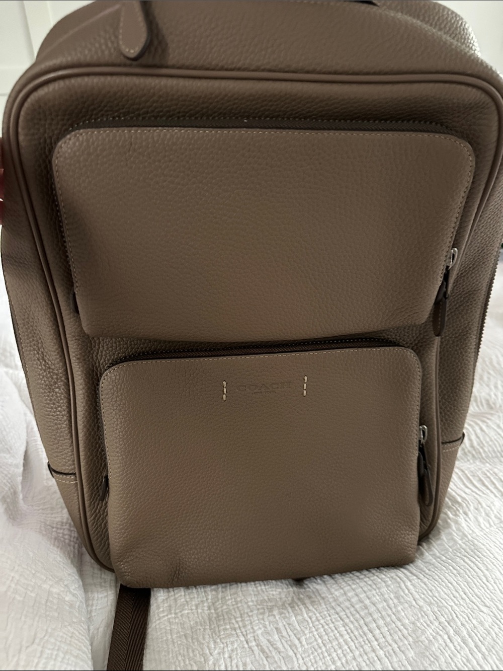 Coach Gotham Men’s Dark stone Pebbled Leather Backpack
